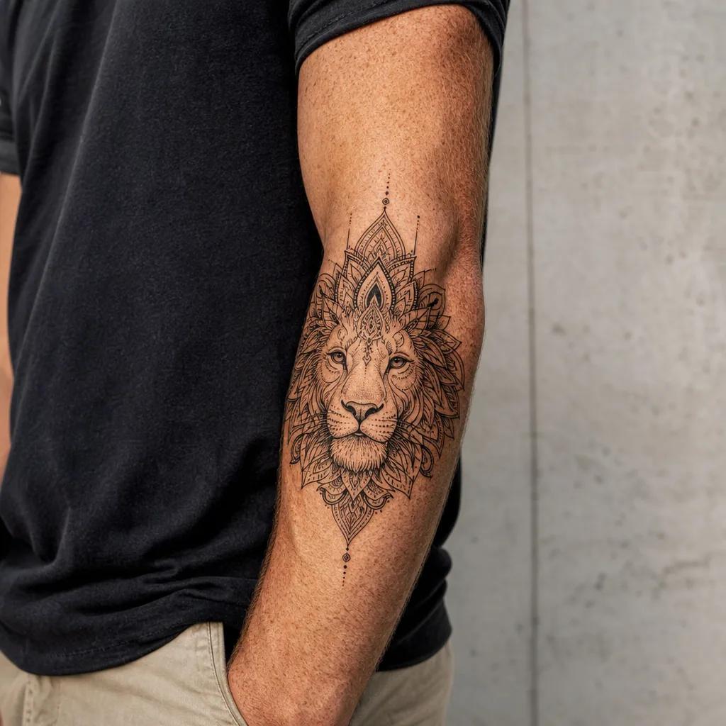 löwe-tattoo löwen-mandala