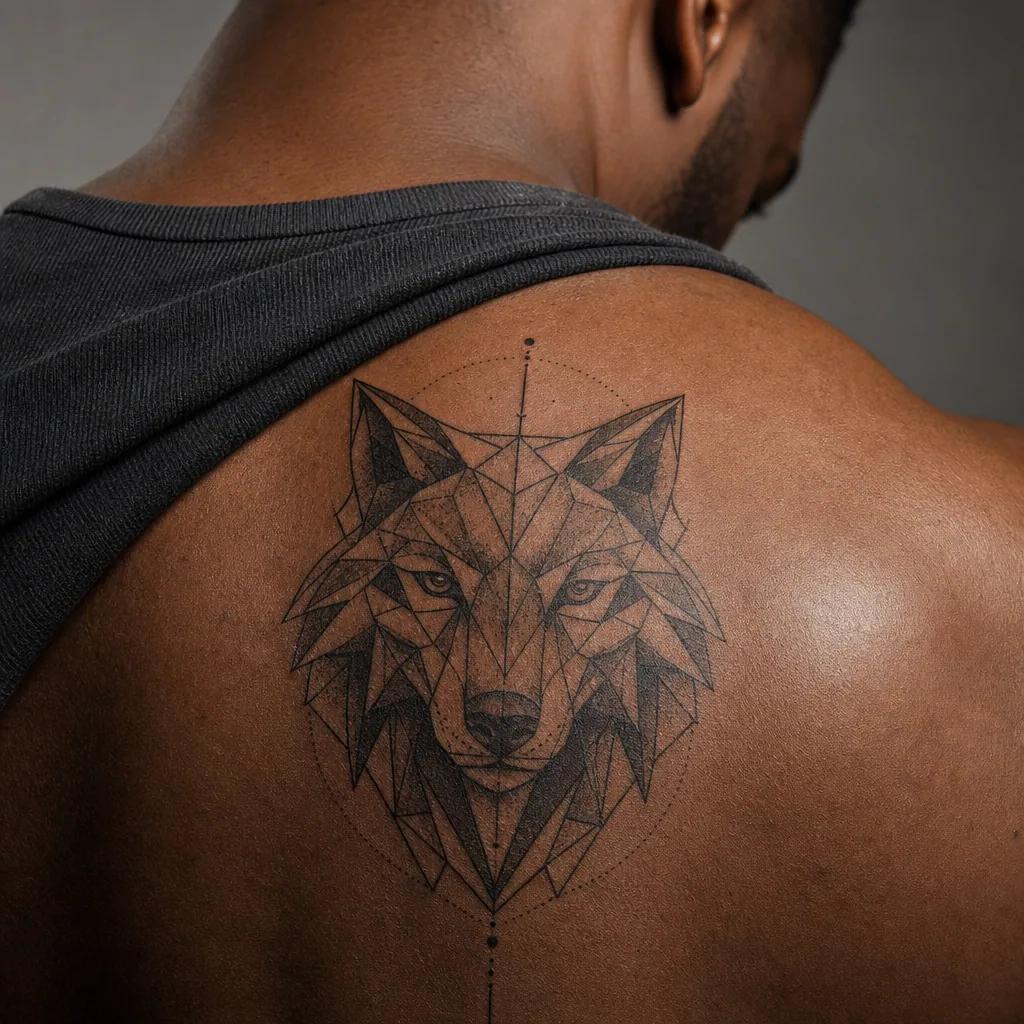 idée tatouage loup loup geometrique facette