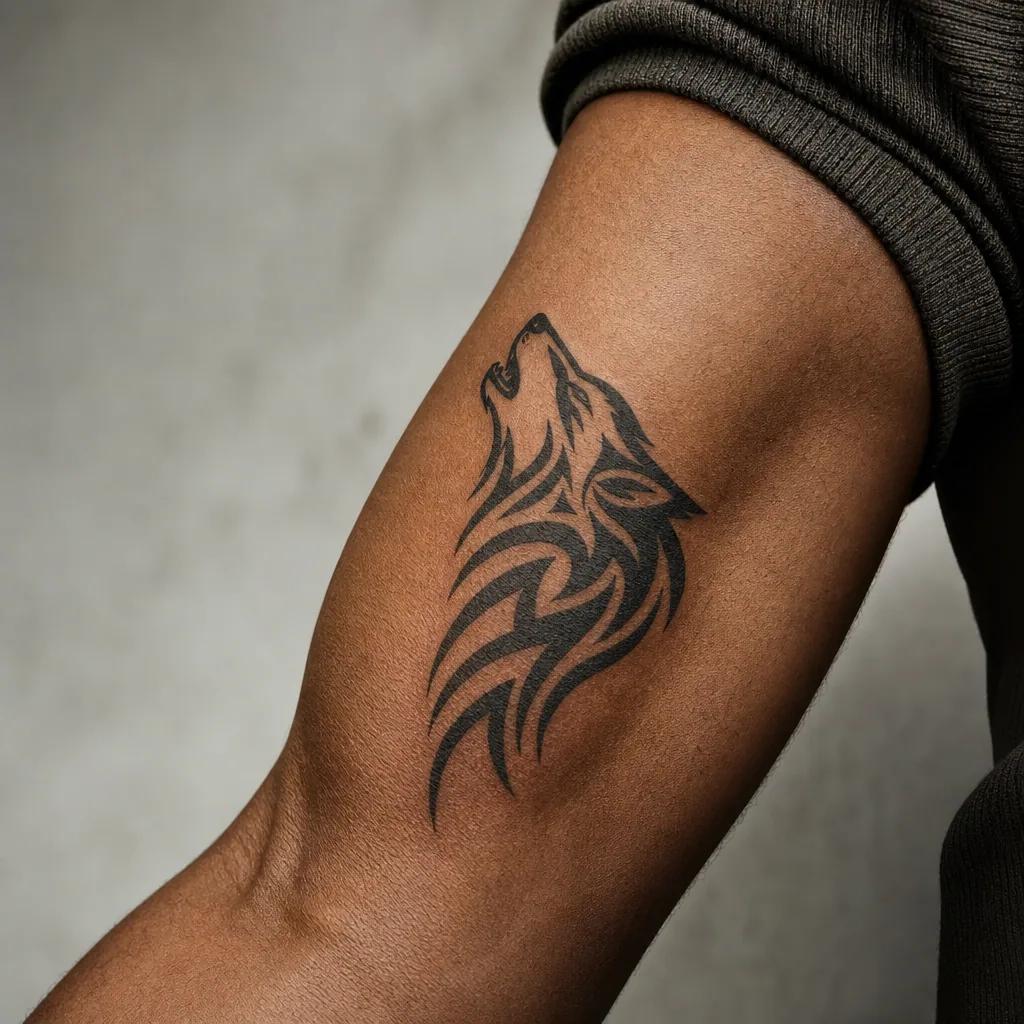 idée tatouage loup loup tribal moderne