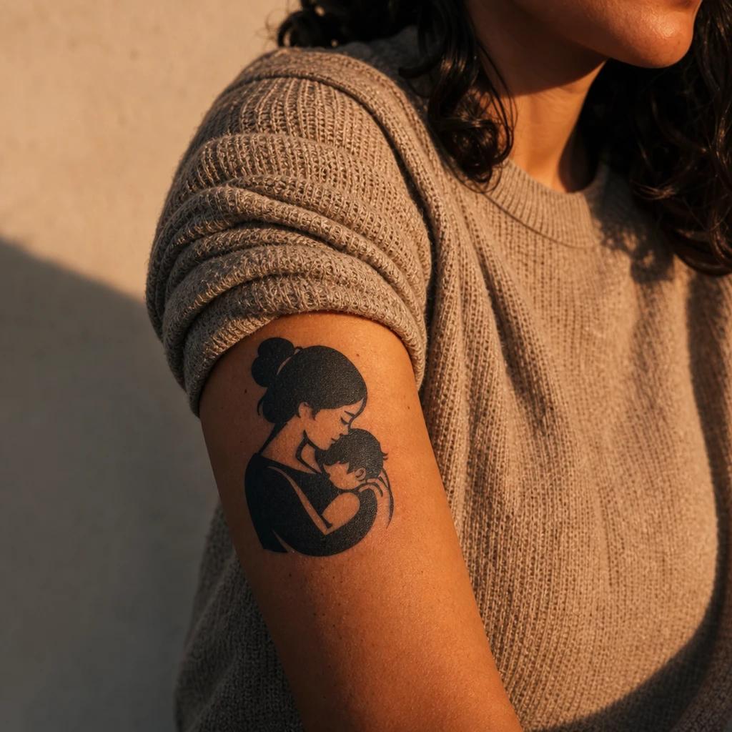 mama-tattoo mutter und kind blackwork