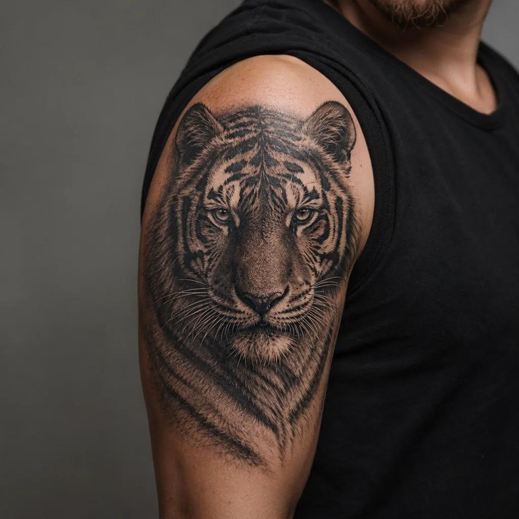 mann-tattoo realistischer tiger
