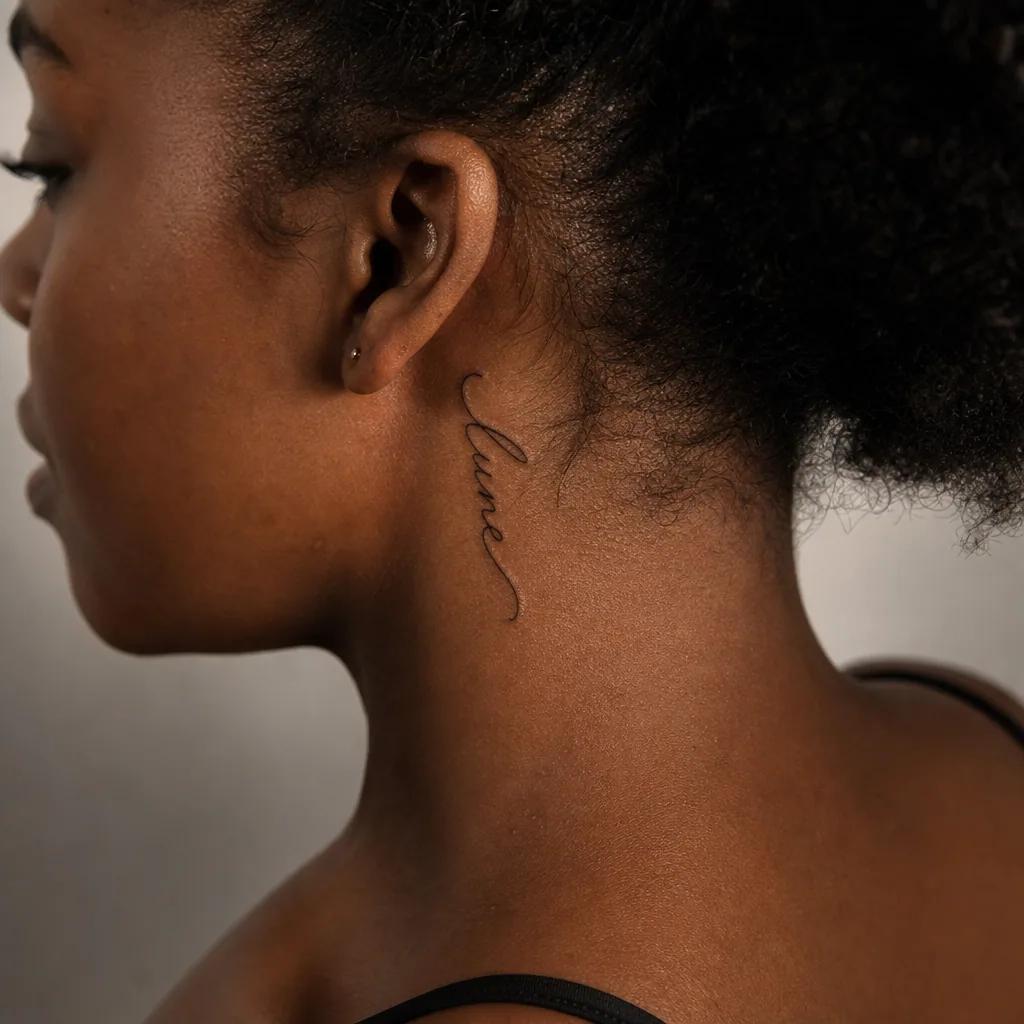 mond-tattoo schriftzug "mond" in kursiv