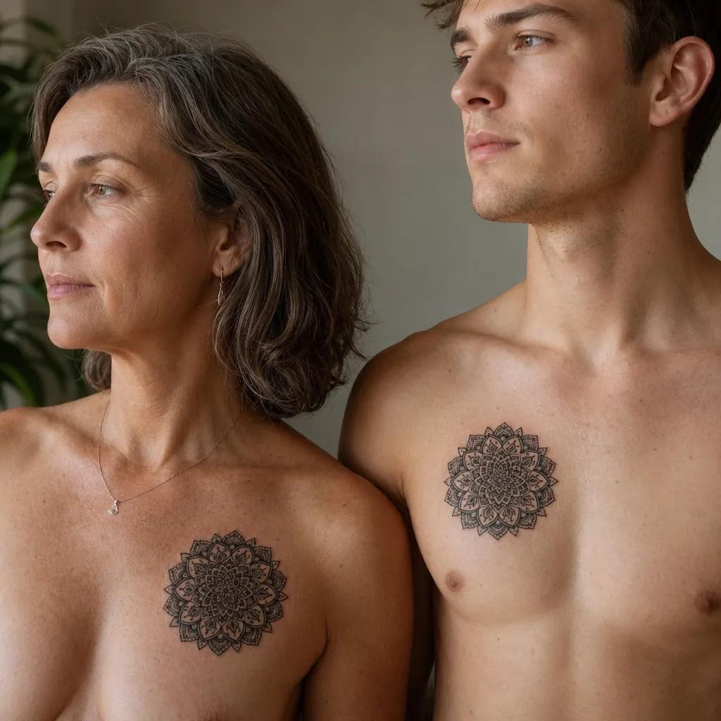 mutter-sohn-tattoo japanische kraniche