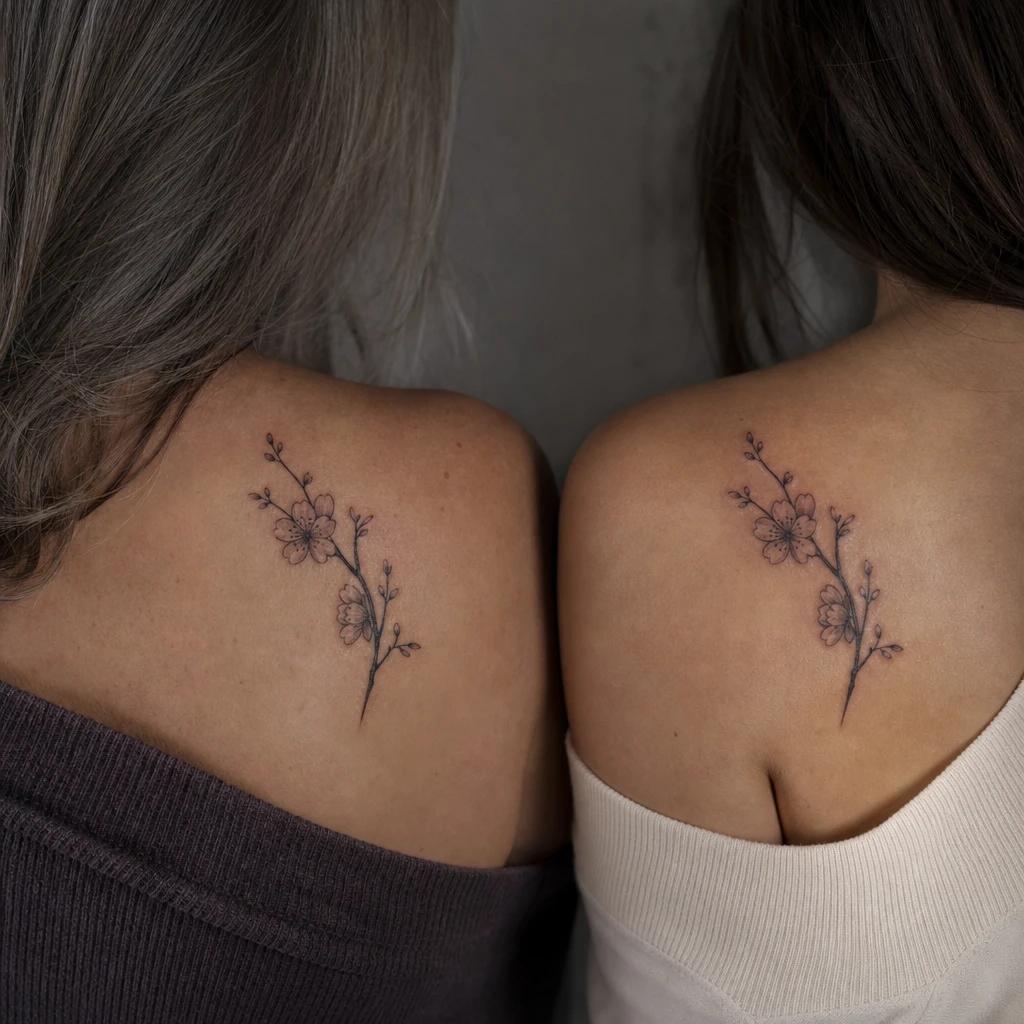 mutter-tochter-tattoo kirschblüten für mutter und tochter
