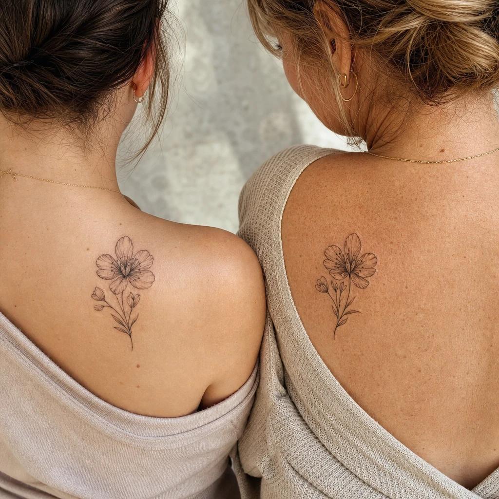 mutter-tochter-tattoo blume aus mutter und tochter