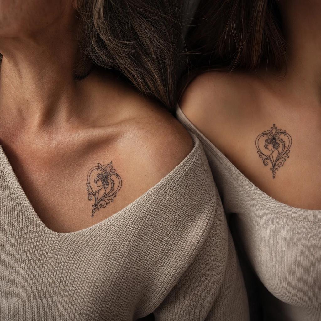 mutter-tochter-tattoo ornamentales herz 'tochter'