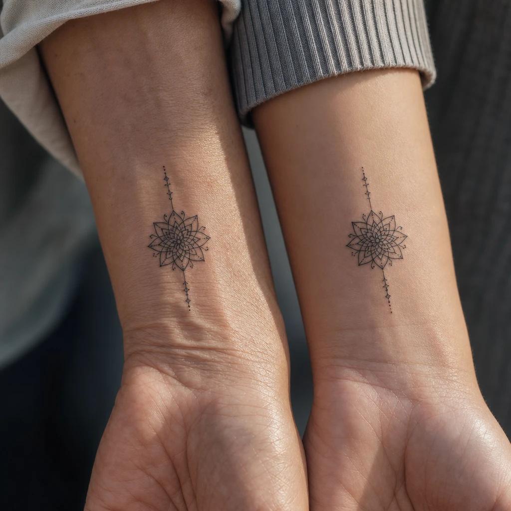 mutter-tochter-tattoo mandala aus m und t