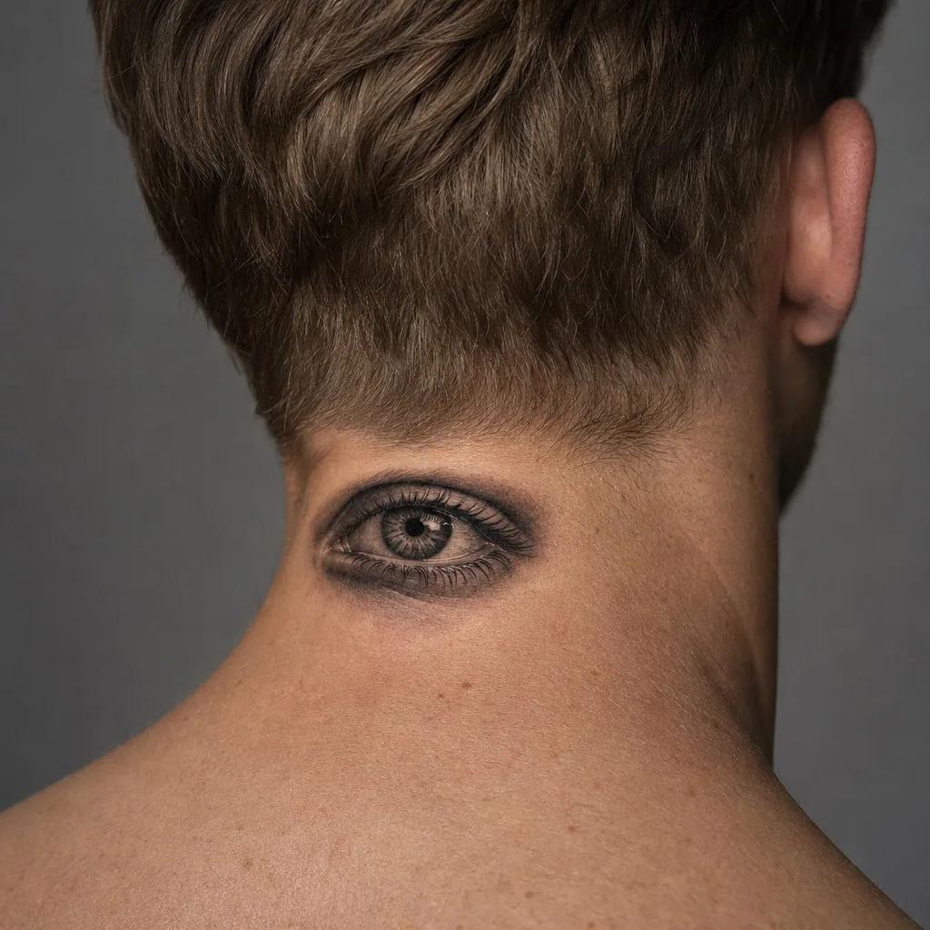 nacken-tattoo mikro-realistisches auge