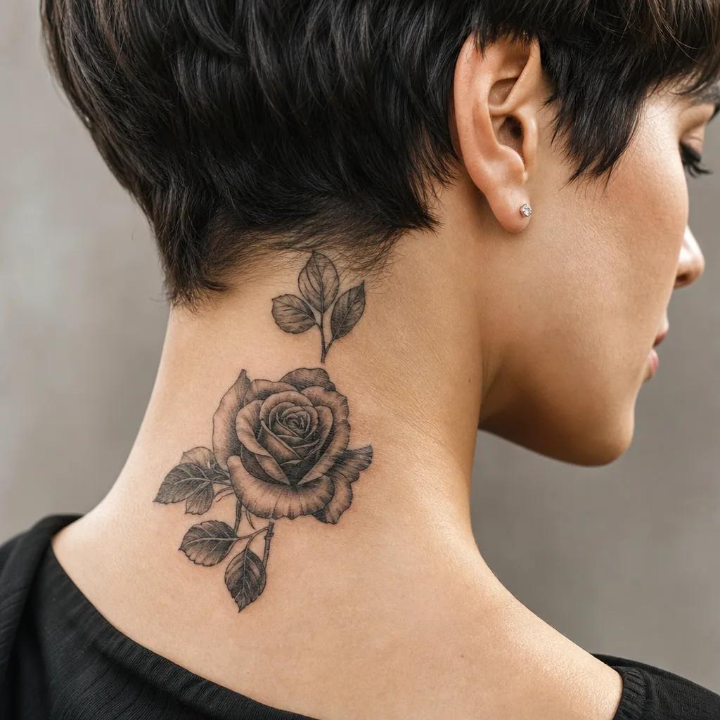 nacken-tattoo realistische rose