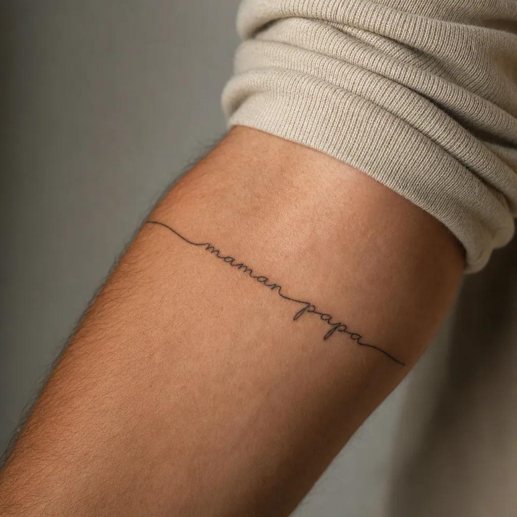 idée tatouage parents maman papa single-line