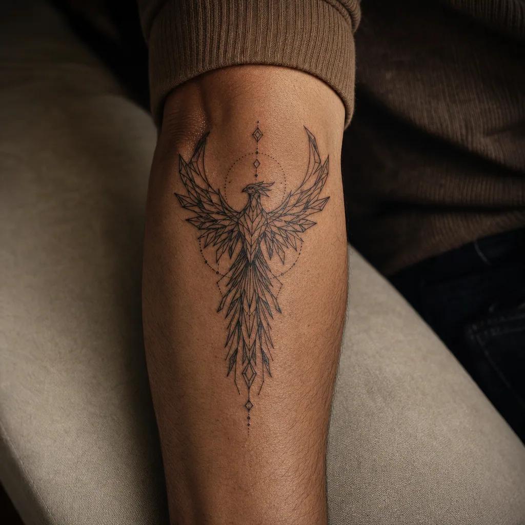 phoenix-tattoo phoenix geometrisch facettiert