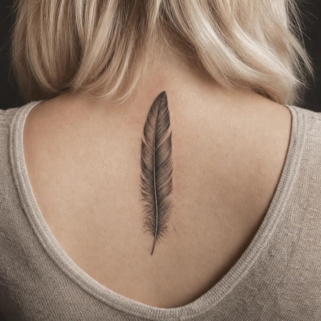 idée tatouage plume plume réaliste detaillee