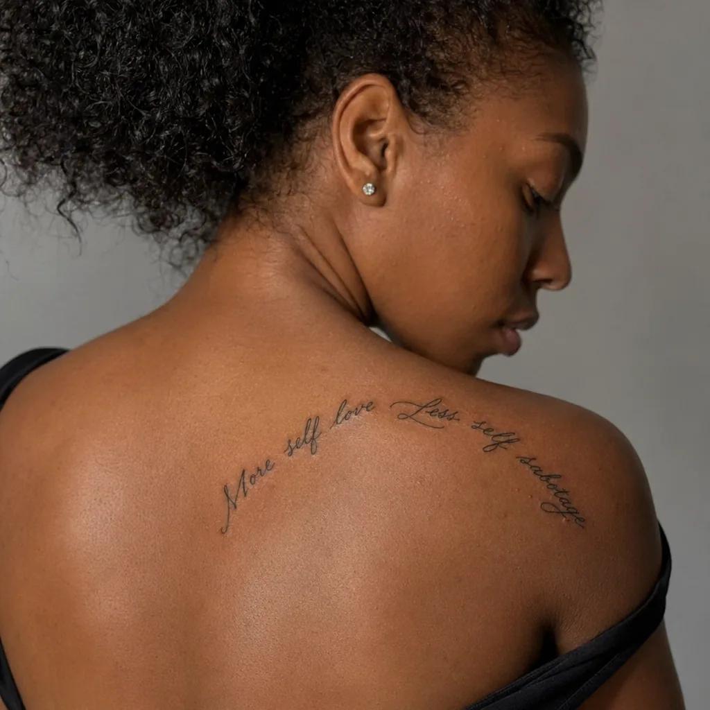 schulter-tattoo kalligrafischer spruch