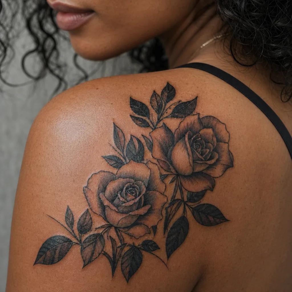 schwester-tattoo rosen neo-traditional