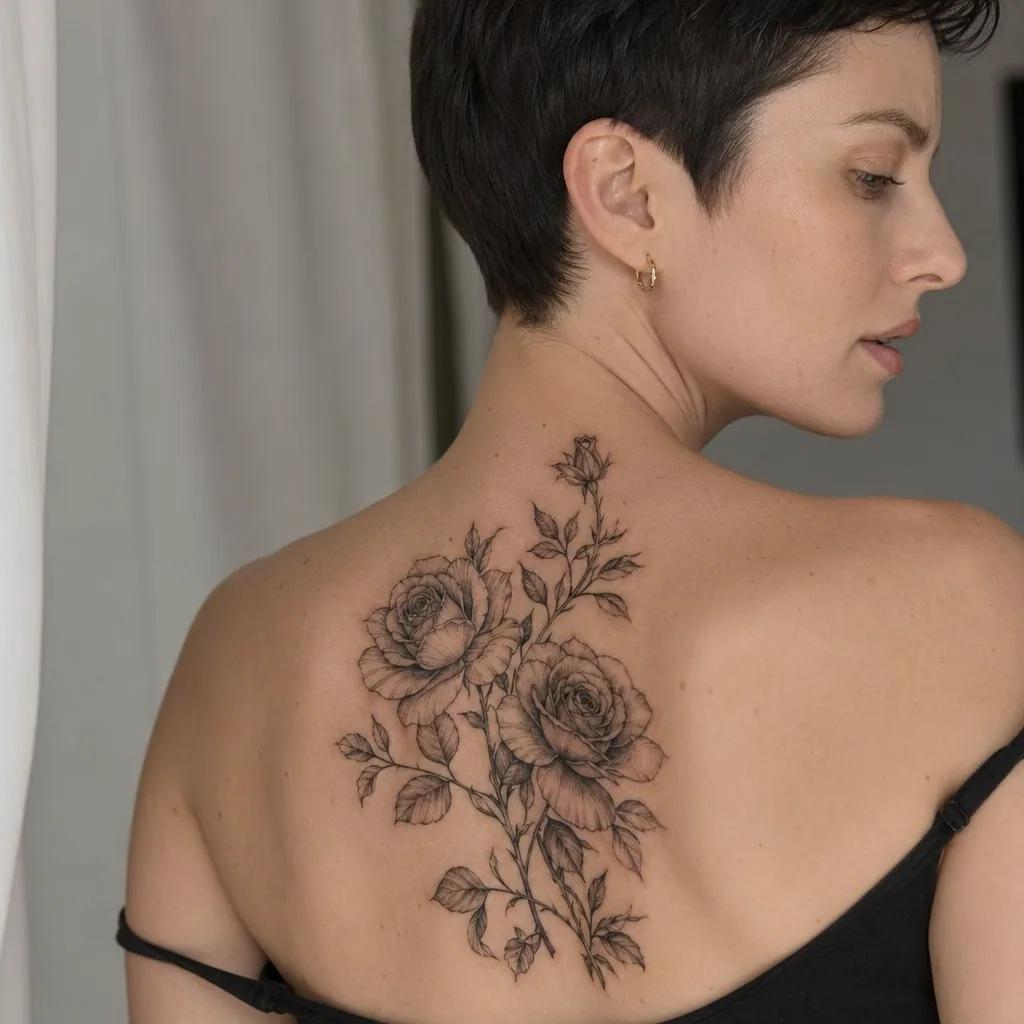 schwester-tattoo verschlungene rosen floral