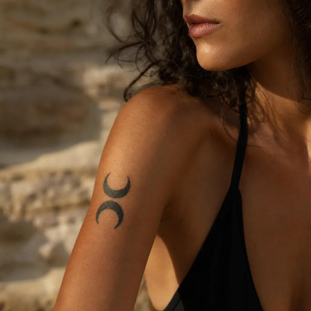 idée tatouage sœurs deux lunes blackwork