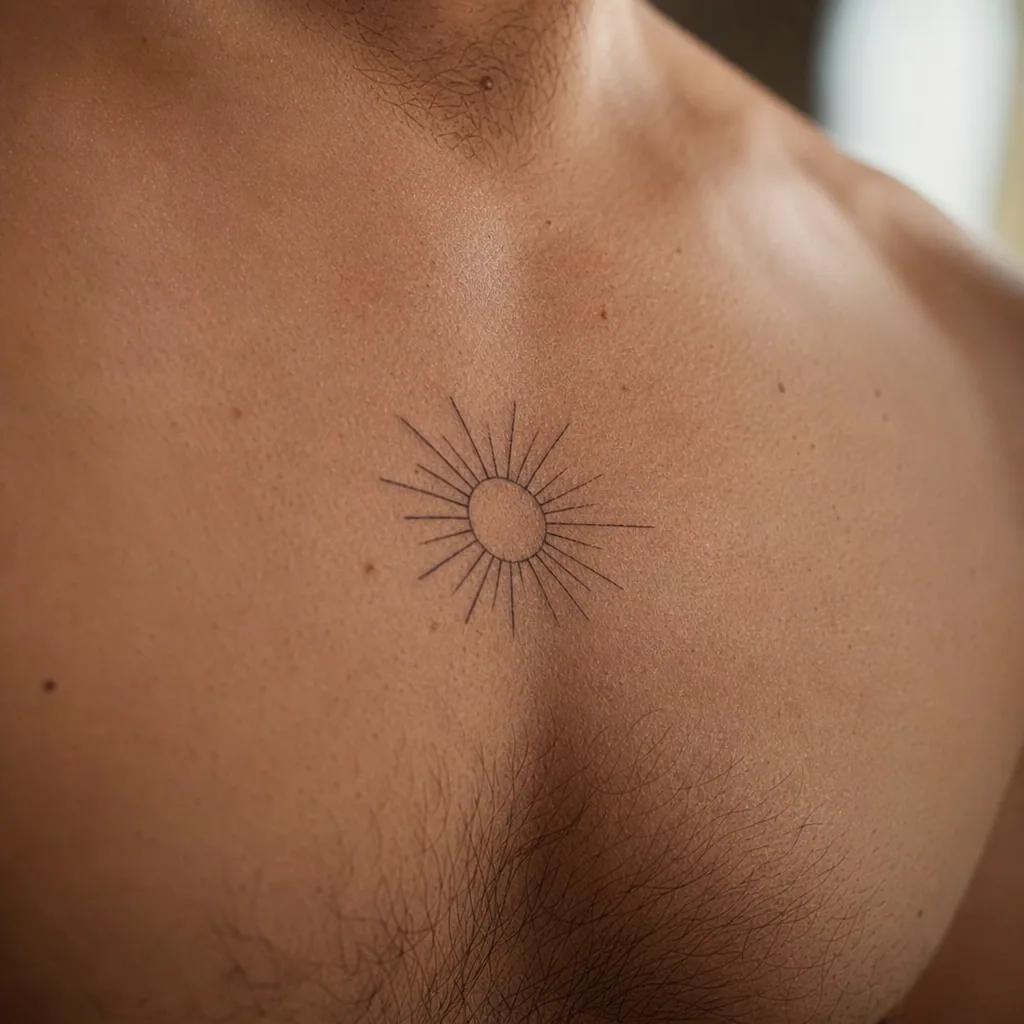 idée tatouage soleil soleil rayonnant minimaliste