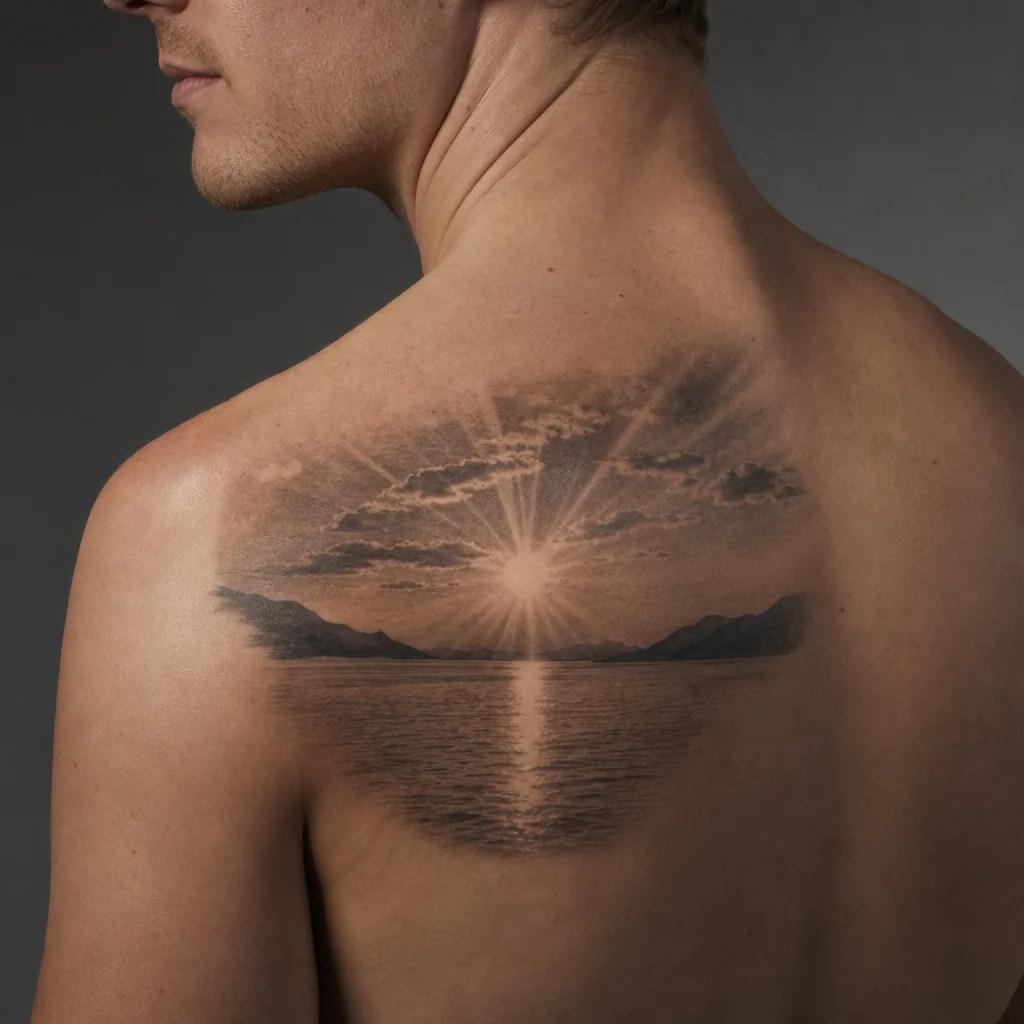 sonne-tattoo sonne realismus landschaft