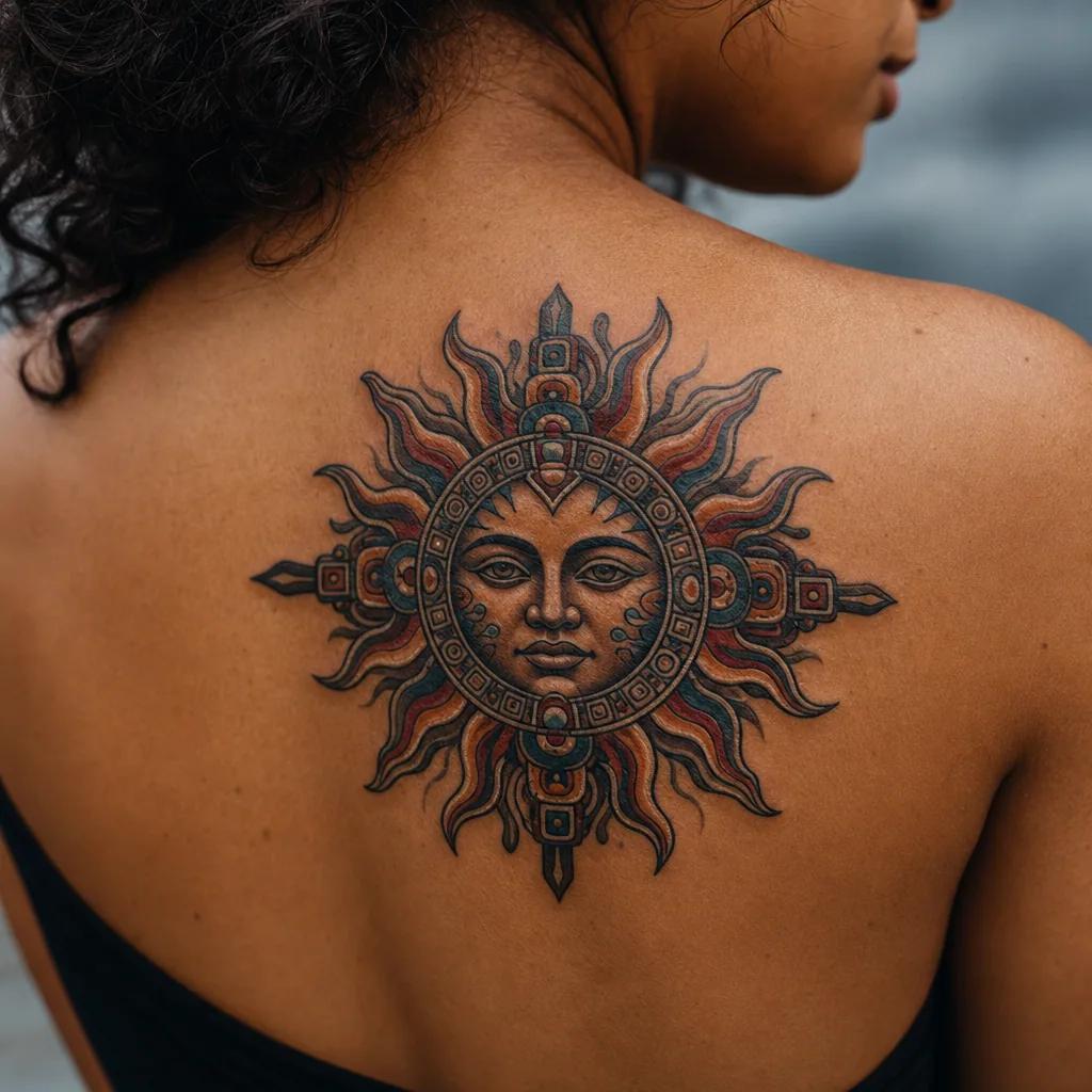 sonne-tattoo sonne aztekisch neo-traditional