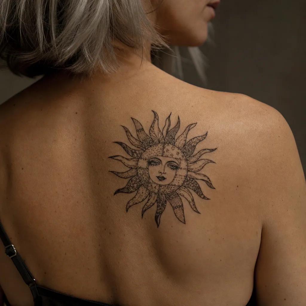 sonne-tattoo patchwork sonnen vintage