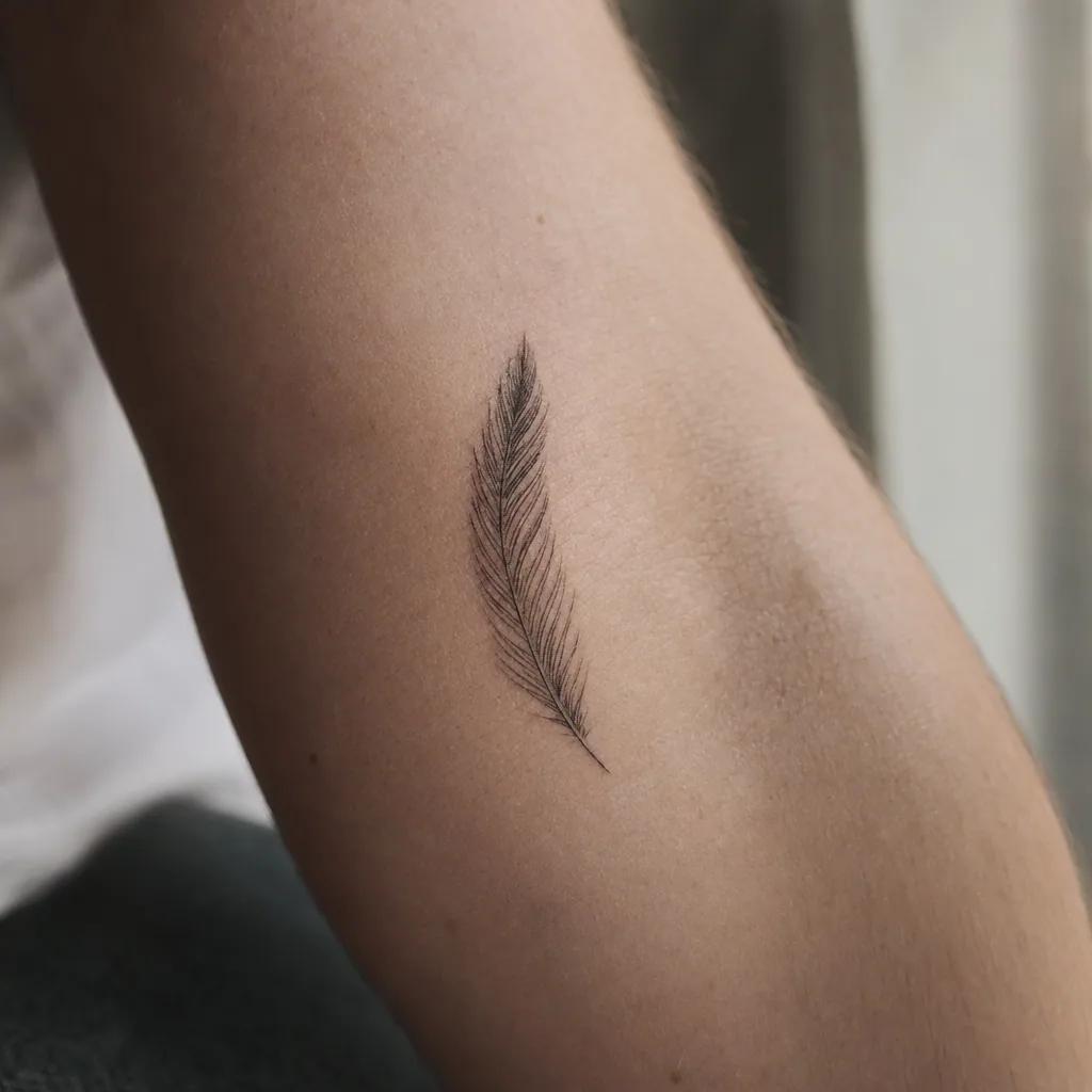 trauer-tattoo minimalistische feder