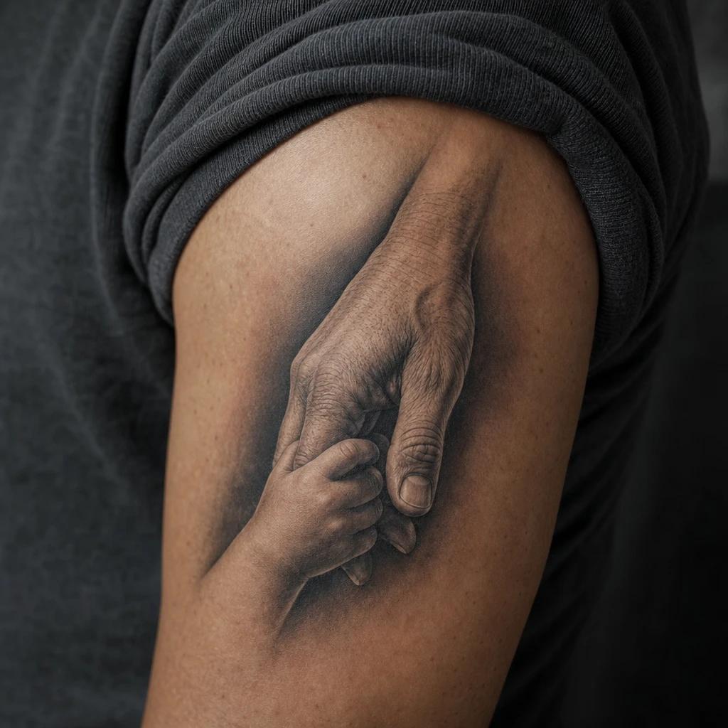 vater-tochter-tattoo realistische hände