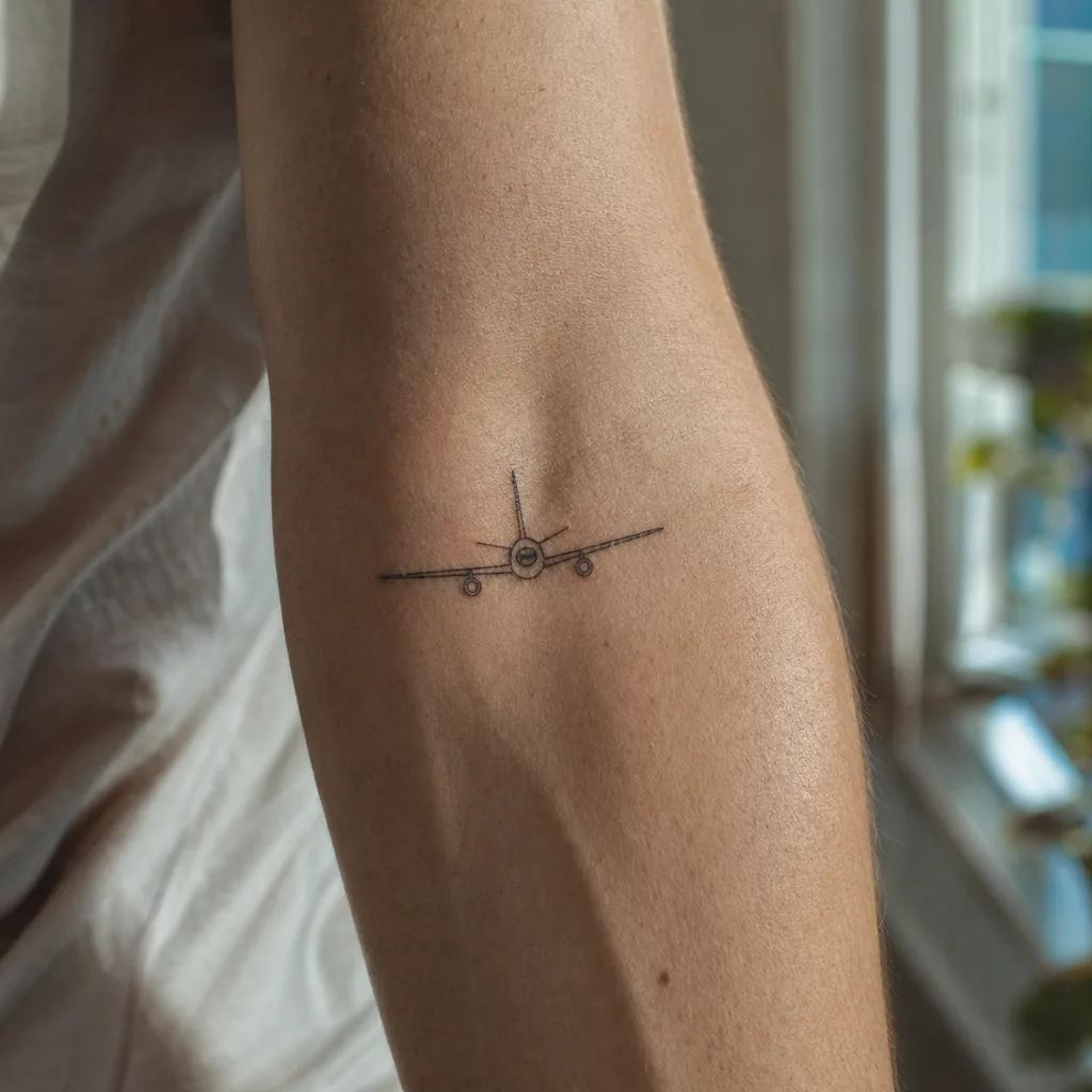 idée tatouage voyage avion minimaliste