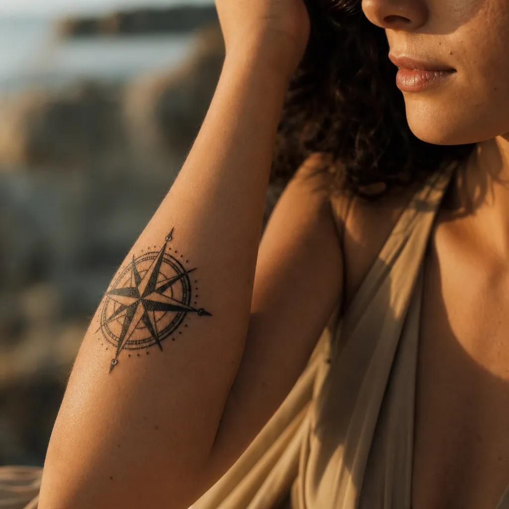 idée tatouage voyage boussole blackwork
