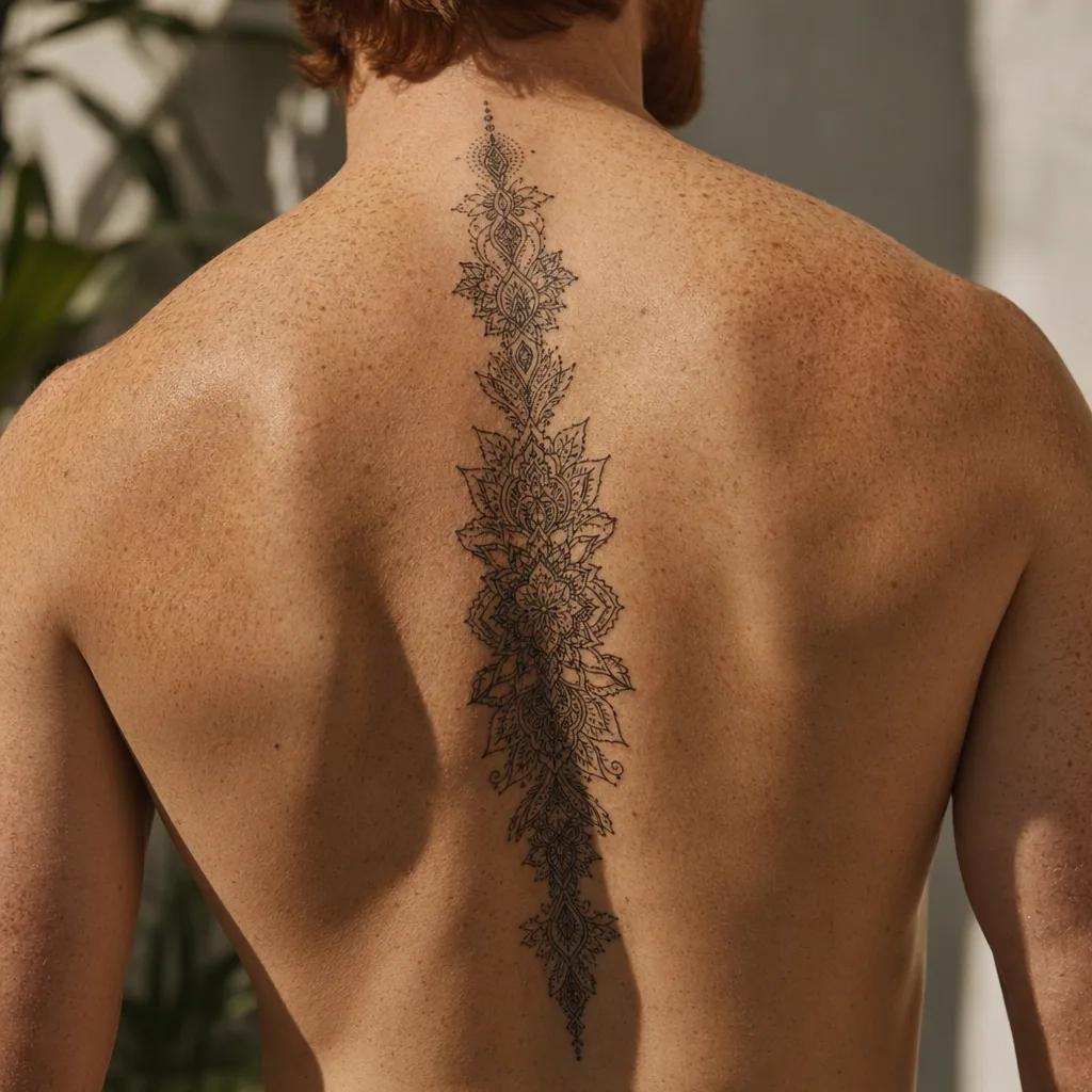 wirbelsäule-tattoo filigranes spitzen-mandala