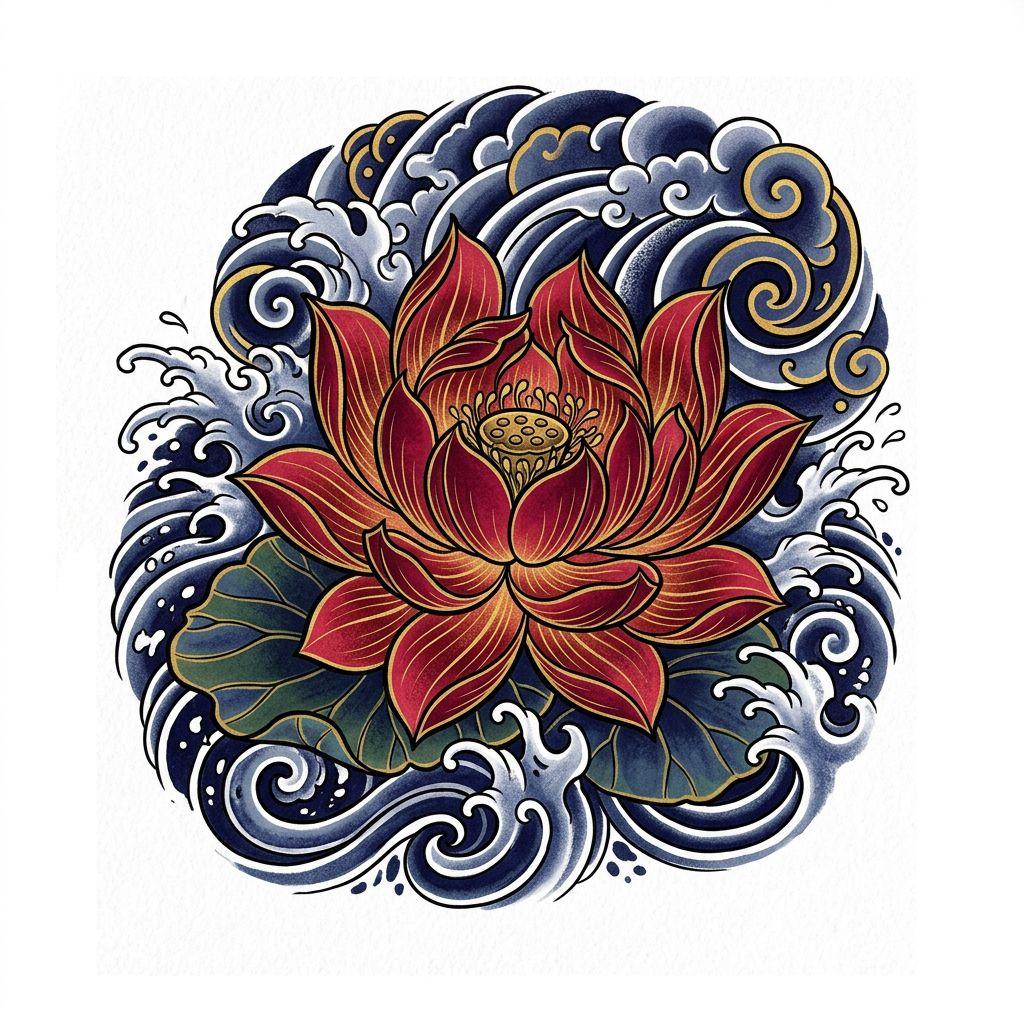 blume-tattoo japanische lotusblume