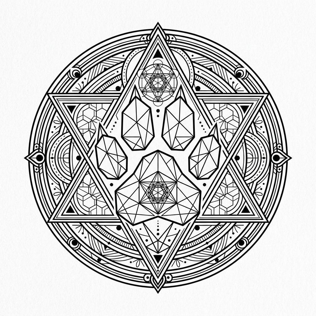 hund-tattoo geometrischer pfotenabdruck