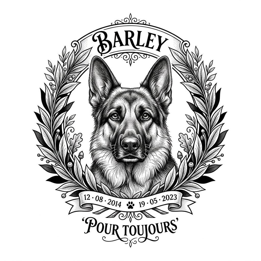 hund-tattoo premium illustrativer hund