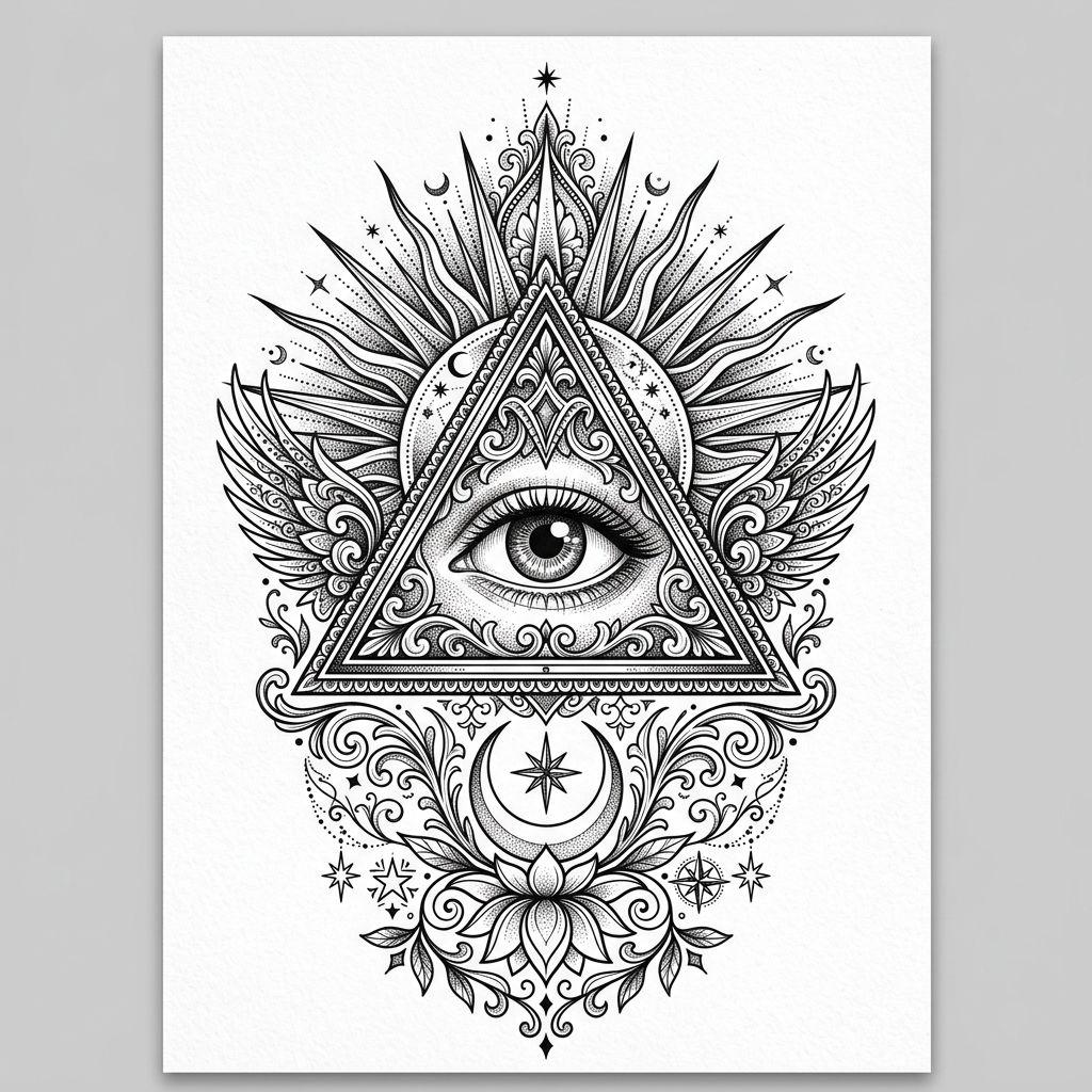 oberschenkel-tattoo auge der vorsehung