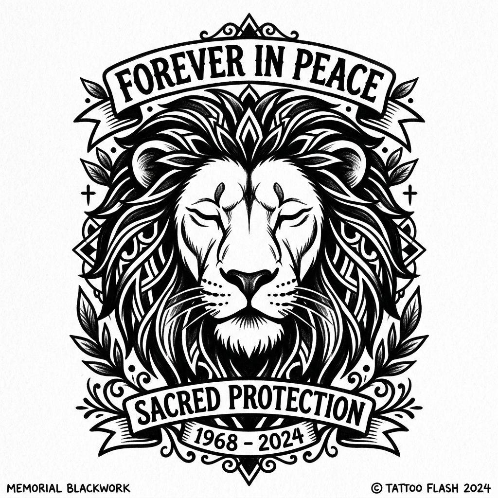 idée tatouage deuil lion protecteur