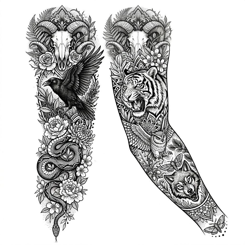 idée tatouage emplacement manche premium illustrative