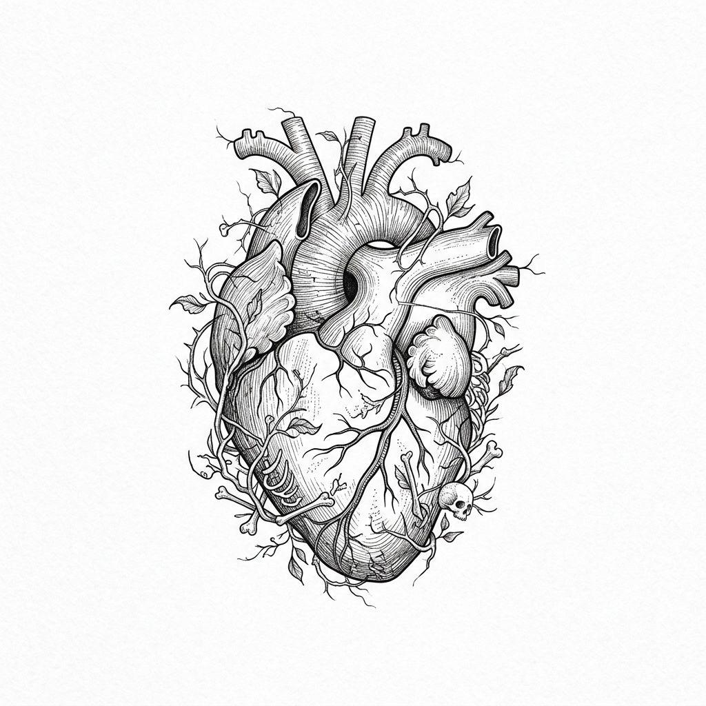 herz-tattoo herz fineline anatomisch