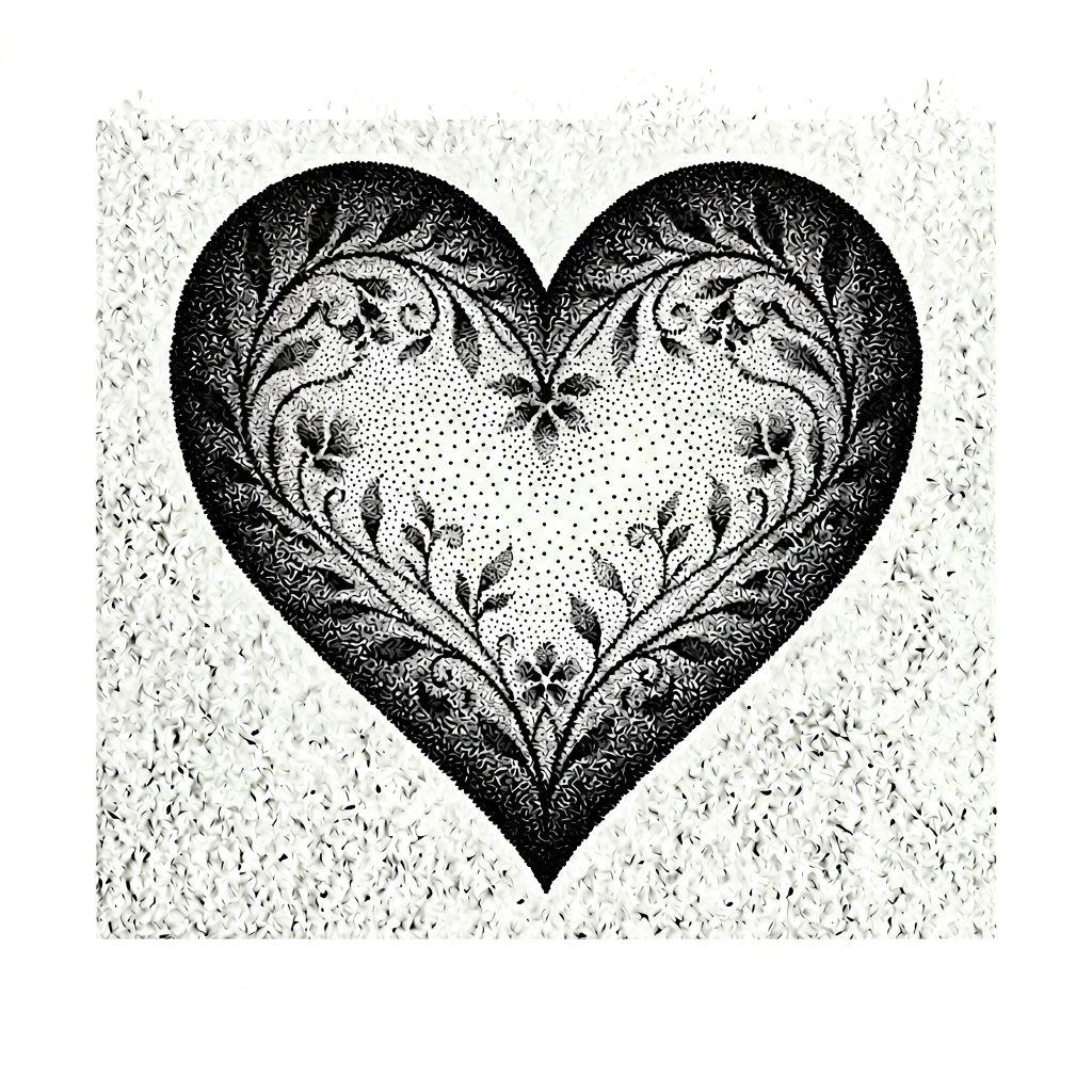 herz-tattoo herz dotwork stippling