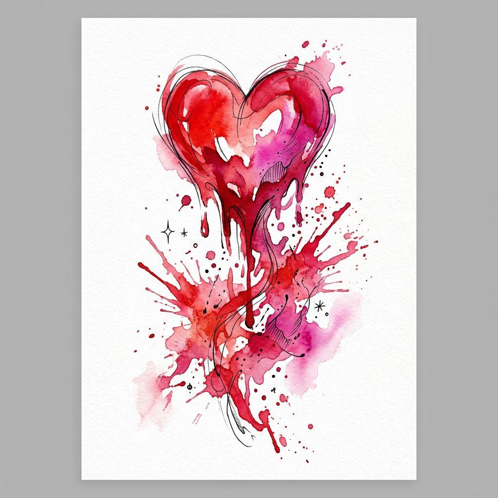 herz-tattoo herz watercolor lebendig