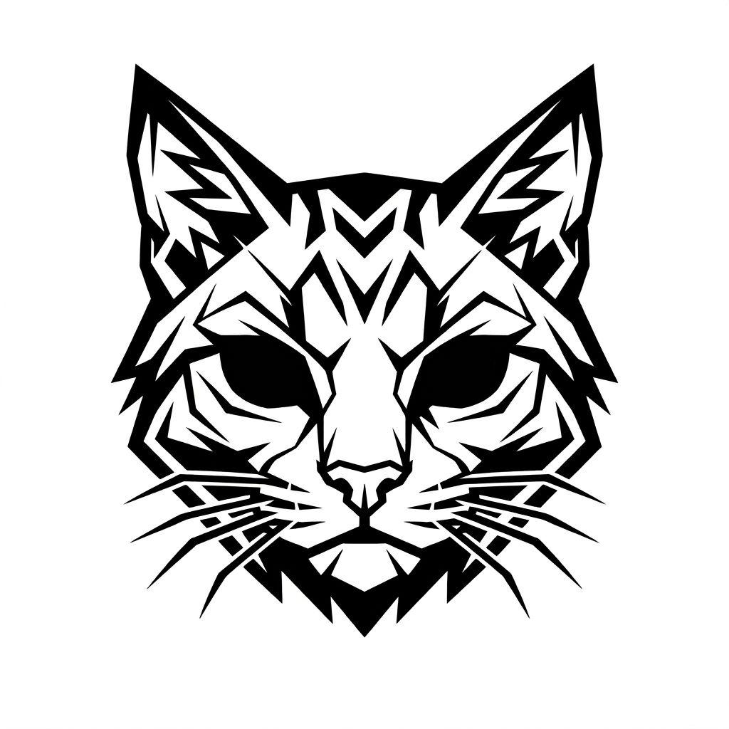 katze-tattoo katzenkopf in blackwork