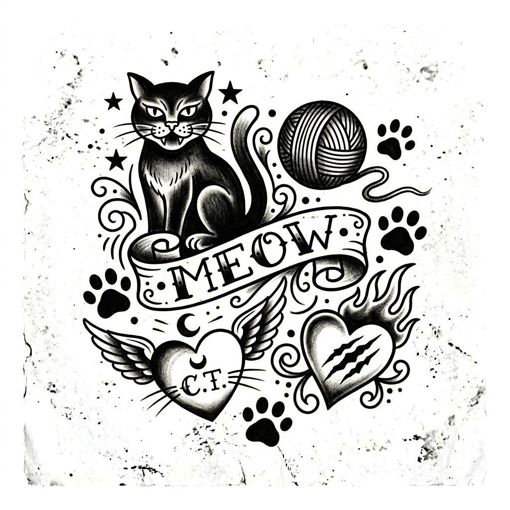 katze-tattoo vintage-katzen-patchwork
