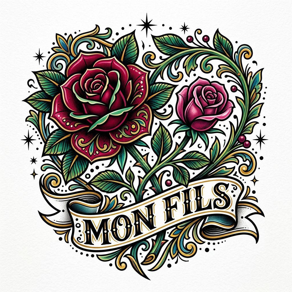 mutter-sohn-tattoo neo-traditional rosen
