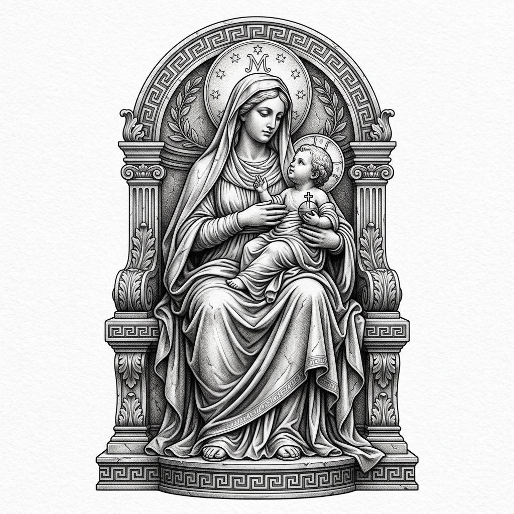mutter-sohn-tattoo madonna mit kind