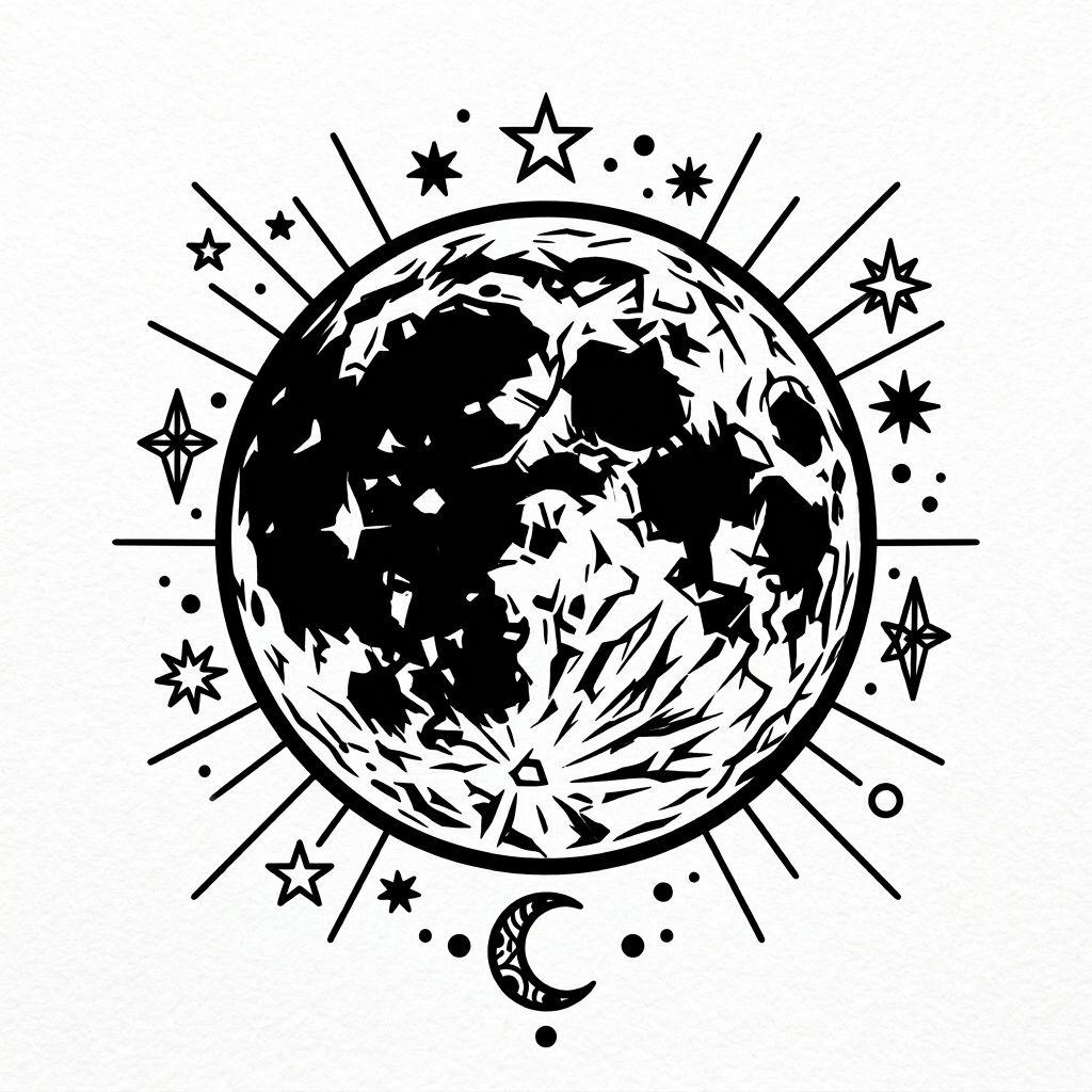 mond-tattoo vollmond blackwork