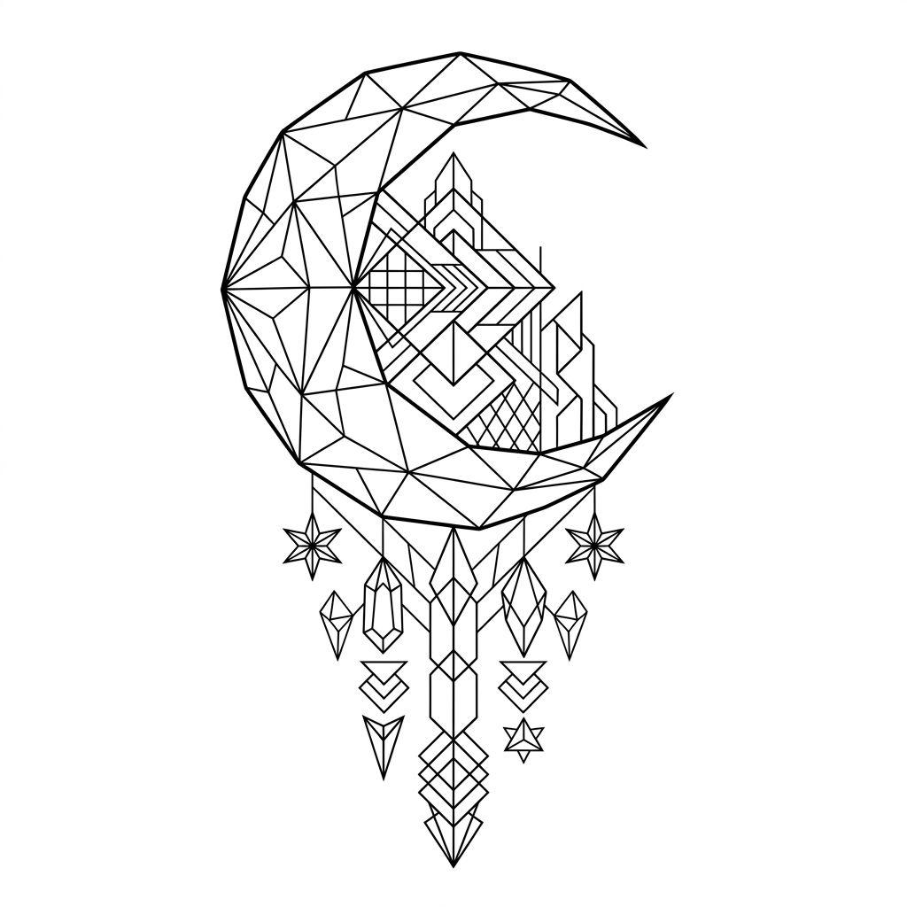 mond-tattoo mond geometrisch facettiert
