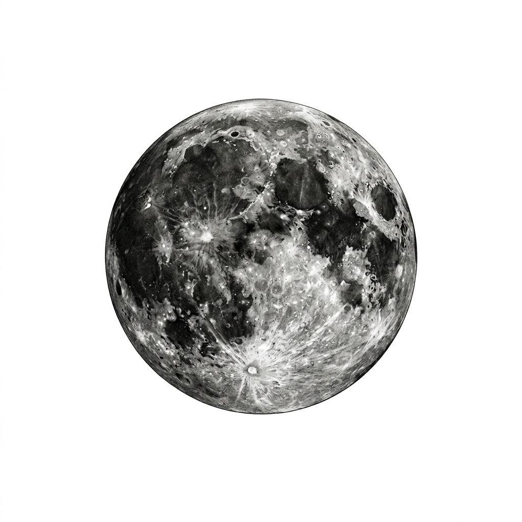 mond-tattoo vollmond realistisch mit kratern