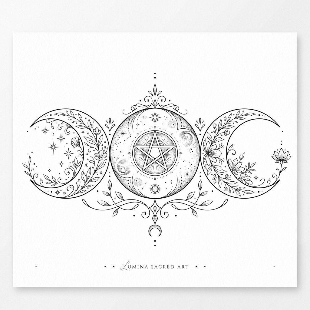 mond-tattoo heilige dreifachmond