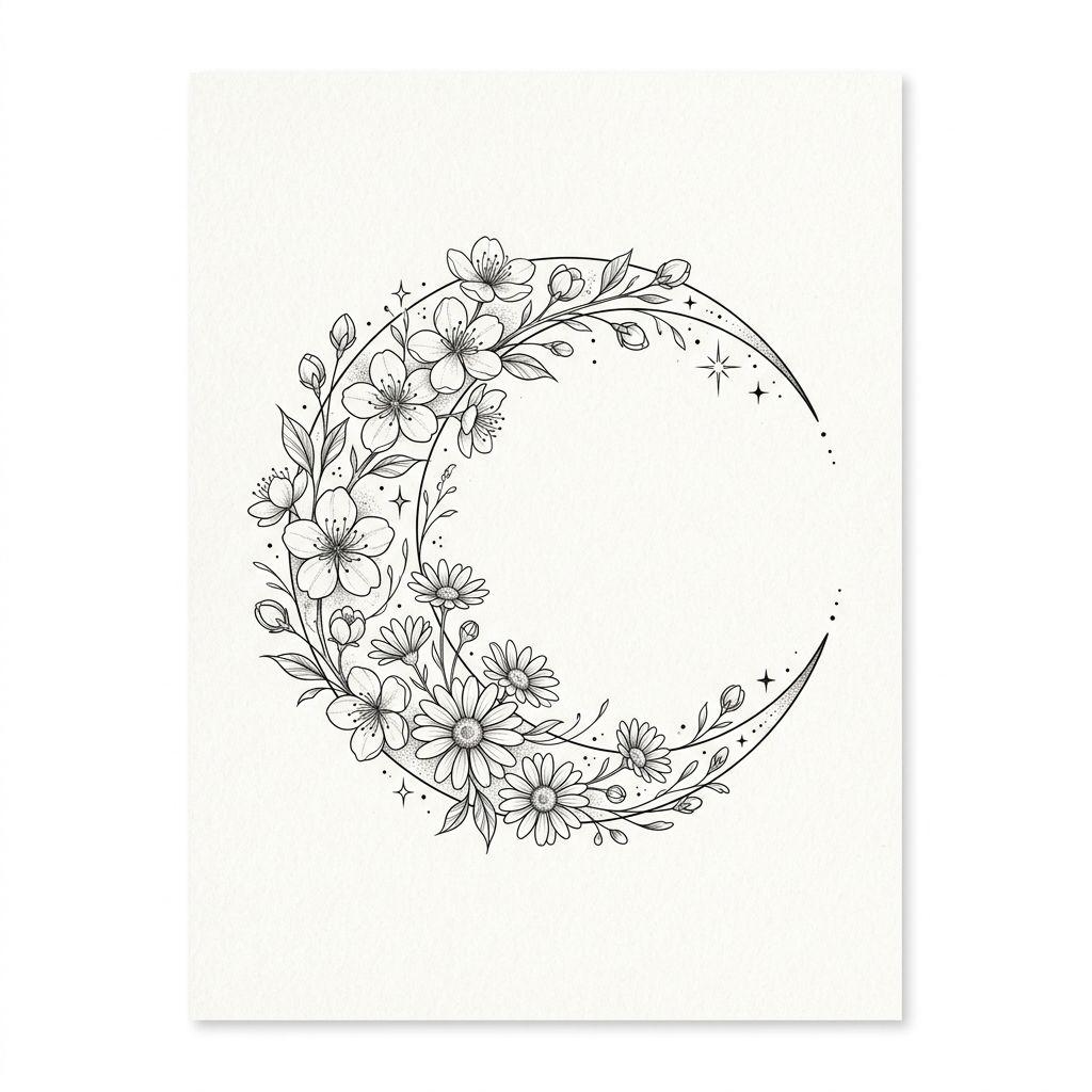 mond-tattoo mond mit blüten floral