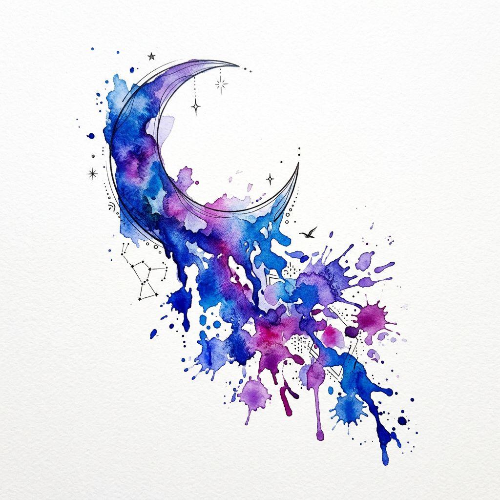 mond-tattoo mond watercolor splash