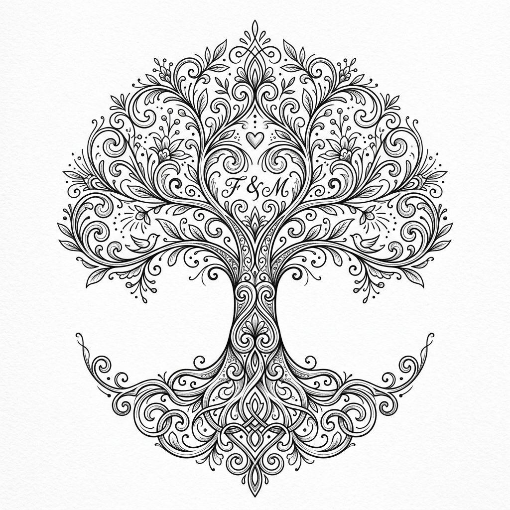 eltern-tattoo familienbaum ornamental