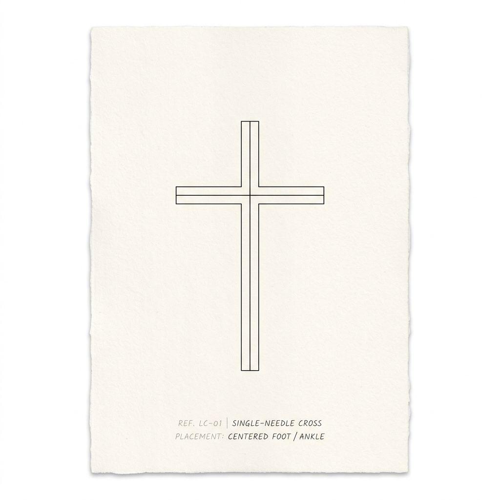 fuß-tattoo spirituelles kreuz